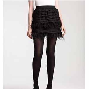 BCBG Black Maliha Feather Tiered Skirt